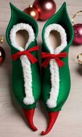 foto do Natal duende sapatos com enrolado dedos do pé. ai gerado