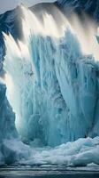 uma majestoso iceberg flutuando dentro a grande oceano ai gerado foto