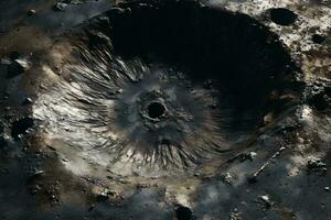 uma cratera em a superfície do a lua ai gerado foto
