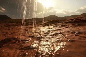 a Sol quebra através a nuvens sobre uma sereno corpo do água ai gerado foto