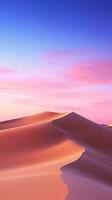 uma tirar o fôlego deserto panorama às pôr do sol com majestoso areia dunas ai gerado foto