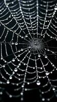 uma aranha rede adornado com brilhante água gotas ai gerado foto