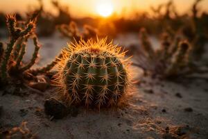 topo Visão do exótico cacto dentro deserto. neural rede ai gerado foto