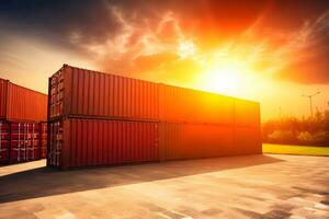 logística e transporte do recipiente carga enviar. logístico importar exportação e transporte indústria fundo. neural rede ai gerado foto