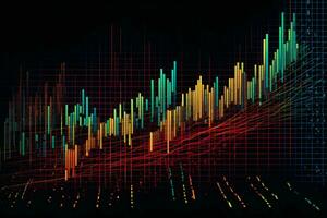 abstrato brilhando grande dados forex castiçal gráfico. troca, tecnologia, investimento e análise conceito. neural rede ai gerado foto