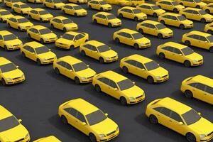 grande quantidade do amarelo carros para oferta. neural rede ai gerado foto
