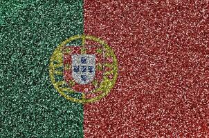 Portugal bandeira retratado em muitos pequeno brilhante lantejoulas. colorida festival fundo para festa foto