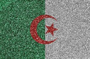 Argélia bandeira retratado em muitos pequeno brilhante lantejoulas. colorida festival fundo para festa foto