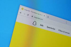 pagina inicial do snapchat local na rede Internet em a exibição do pc, url - snapchat. com. foto