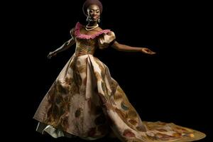 lindo africano mulher dentro étnico vestir. neural rede ai gerado foto