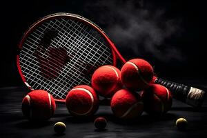 uma tiro do uma tênis raquete e uma tênis bola. neural rede ai gerado foto