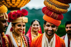 indiano Casamento dentro Mumbai. gerado por IA foto