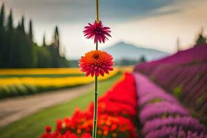 colorida flores dentro uma campo. gerado por IA foto