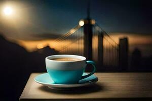 café, a cidade, a ponte, a cidade, a ponte, a cidade, o. gerado por IA foto