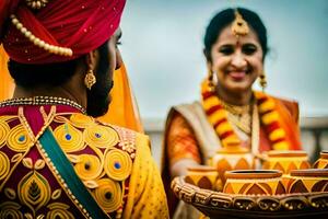 indiano Casamento cerimônia dentro Délhi. gerado por IA foto