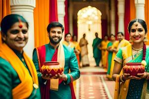 indiano Casamento cerimônia dentro Mumbai. gerado por IA foto