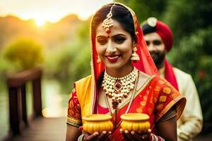 indiano Casamento tradições e alfândega. gerado por IA foto