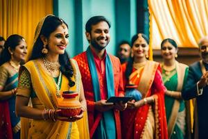 indiano Casamento dentro Bangalore. gerado por IA foto