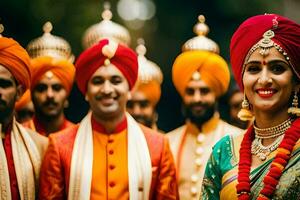 indiano Casamento dentro a cidade. gerado por IA foto