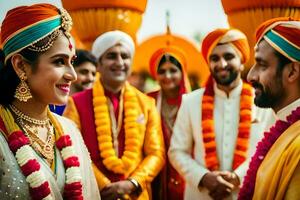 indiano Casamento dentro Jaipur. gerado por IA foto