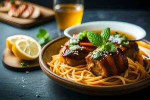 a melhor carne de porco barriga receitas para a feriados. gerado por IA foto