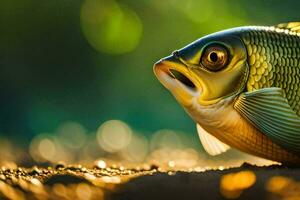 uma peixe com grande olhos e uma grande boca. gerado por IA foto