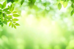 verde folhas em uma ensolarado dia. gerado por IA foto