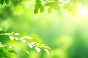 verde folhas em uma ensolarado dia. gerado por IA foto