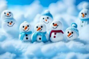 bonecos de neve dentro a neve. gerado por IA foto