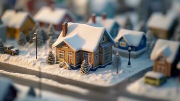 trança e casa dentro neve simulação mostrar, generativo ai foto