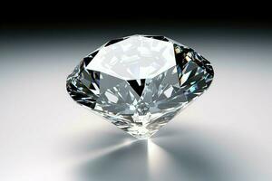 branco brilhante Claro grande diamante ou lindo jóia isolado em branco superfície. deslumbrante clássico diamante conceito de ai gerado foto