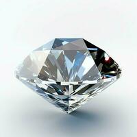 branco brilhante Claro grande diamante ou lindo jóia isolado em branco superfície. deslumbrante clássico diamante conceito de ai gerado foto