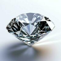 branco brilhante Claro grande diamante ou lindo jóia isolado em branco superfície. deslumbrante clássico diamante conceito de ai gerado foto