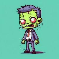 uma arrepiante zumbi dentro desenho animado estilo. uma assustador zumbi ressurreição e rastejando para dia das Bruxas celebração. dia das Bruxas conceito de ai gerado foto