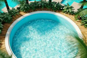 lindo ao ar livre natação piscina dentro luxo hotel recorrer com azul céu para lazer relaxar e feriado conceito de ai gerado foto