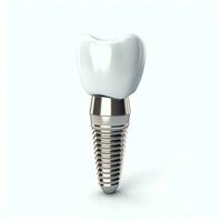 fechar acima do uma dental dente implantar ou saudável humano dentes. branco esmalte e dental implantes cirurgia conceito de ai gerado foto