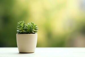 em vaso suculento plantar gasteria ou pequeno cacto com cópia de espaço. casa jardinagem e minimalista plantar conceito de ai gerado foto