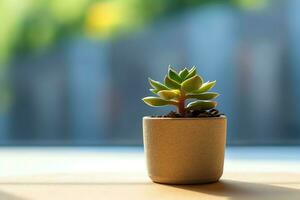 em vaso suculento plantar gasteria ou pequeno cacto com cópia de espaço. casa jardinagem e minimalista plantar conceito de ai gerado foto