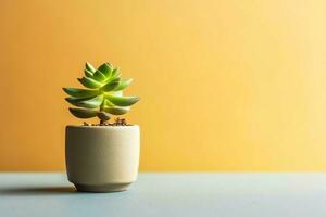 em vaso suculento plantar gasteria ou pequeno cacto com cópia de espaço. casa jardinagem e minimalista plantar conceito de ai gerado foto