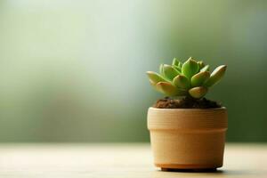 em vaso suculento plantar gasteria ou pequeno cacto com cópia de espaço. casa jardinagem e minimalista plantar conceito de ai gerado foto