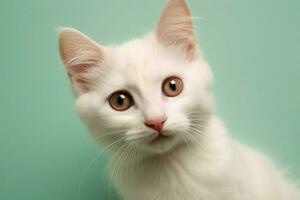 fofa pequeno fofo gatinho com lindo olhos é sentado ou em repouso. britânico cabelo curto. gato dia conceito de ai gerado foto