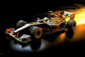 velozes corrida carro e piloto dentro Fórmula 1 campeão competições com Rapidez e chama. desporto motorizado carro conceito de ai gerado foto