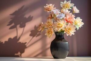 uma ramalhete do flores dentro uma vaso, ai generativo foto