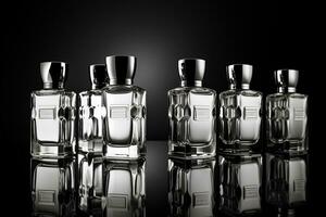 perfume garrafa ou uísque garrafa dentro elegante estilo em uma brincar estilo fundo foto