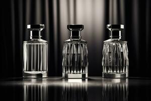 perfume garrafa ou uísque garrafa dentro elegante estilo em uma brincar estilo fundo foto
