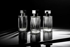 perfume garrafa ou uísque garrafa dentro elegante estilo em uma brincar estilo fundo foto