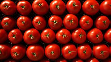 uma grupo do vermelho tomates em uma mesa. a tomates estão do diferente formas e tamanhos, criando uma visualmente atraente mostrar. ai generativo foto