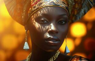 africano mulher diamante estúdio chapéu. gerar ai foto