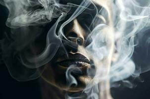 fumaça humano espectral face. gerar ai foto