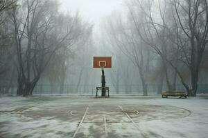 Atlético basquetebol quadra ao ar livre inverno. gerar ai foto